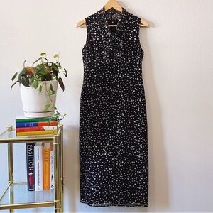 VINTAGE Robbie Bee polka dot dress, silk chiffon. Size 6 petite. Office Summer